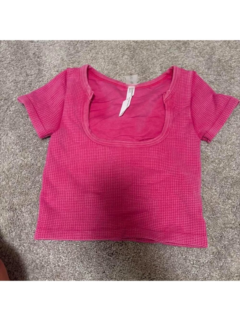 Pink waffle knit crop top #waffle #knit